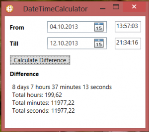 Calculate difference between two events